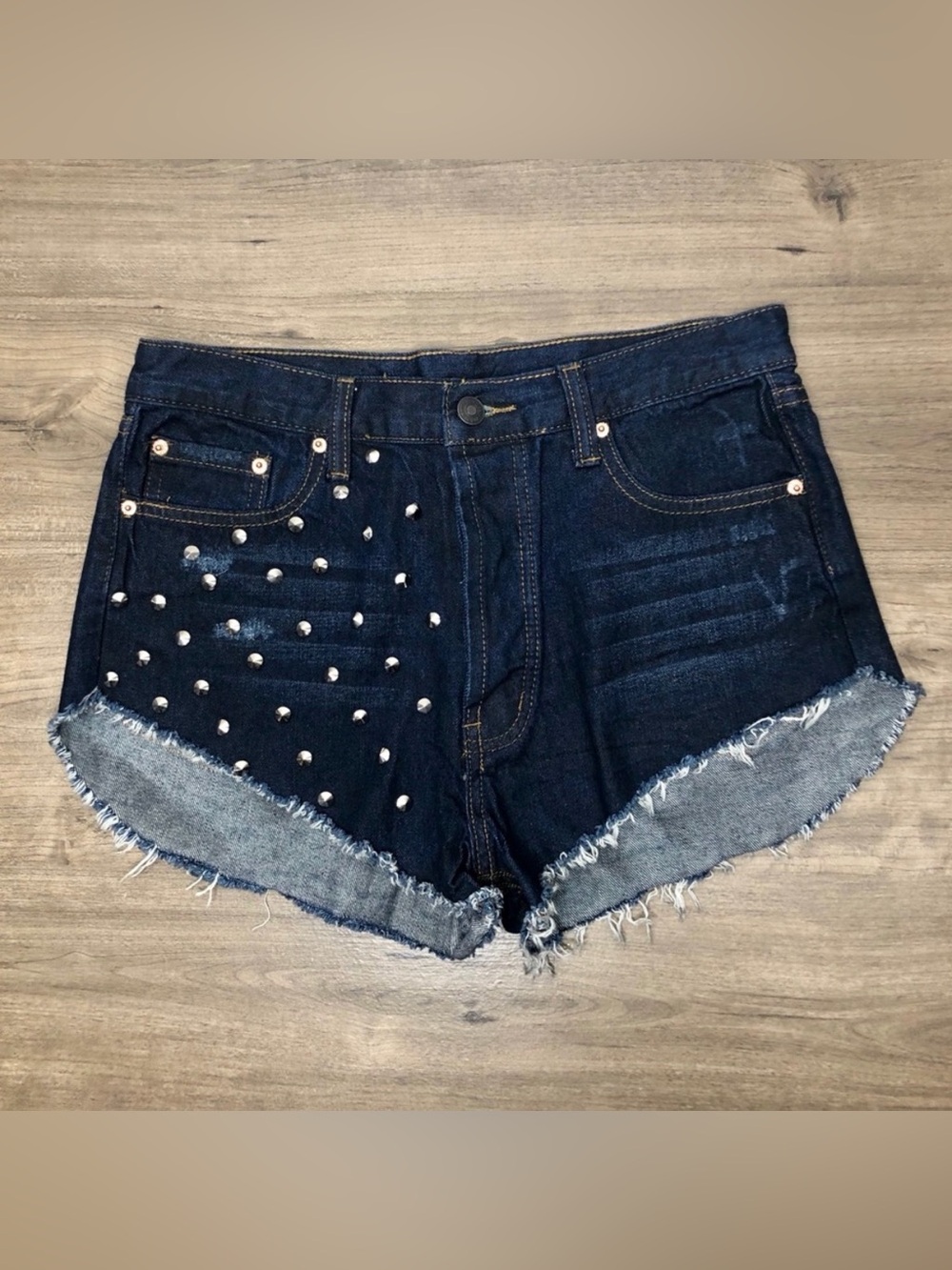 Signature 8 Studded High Rise Cut Off Jean Shorts